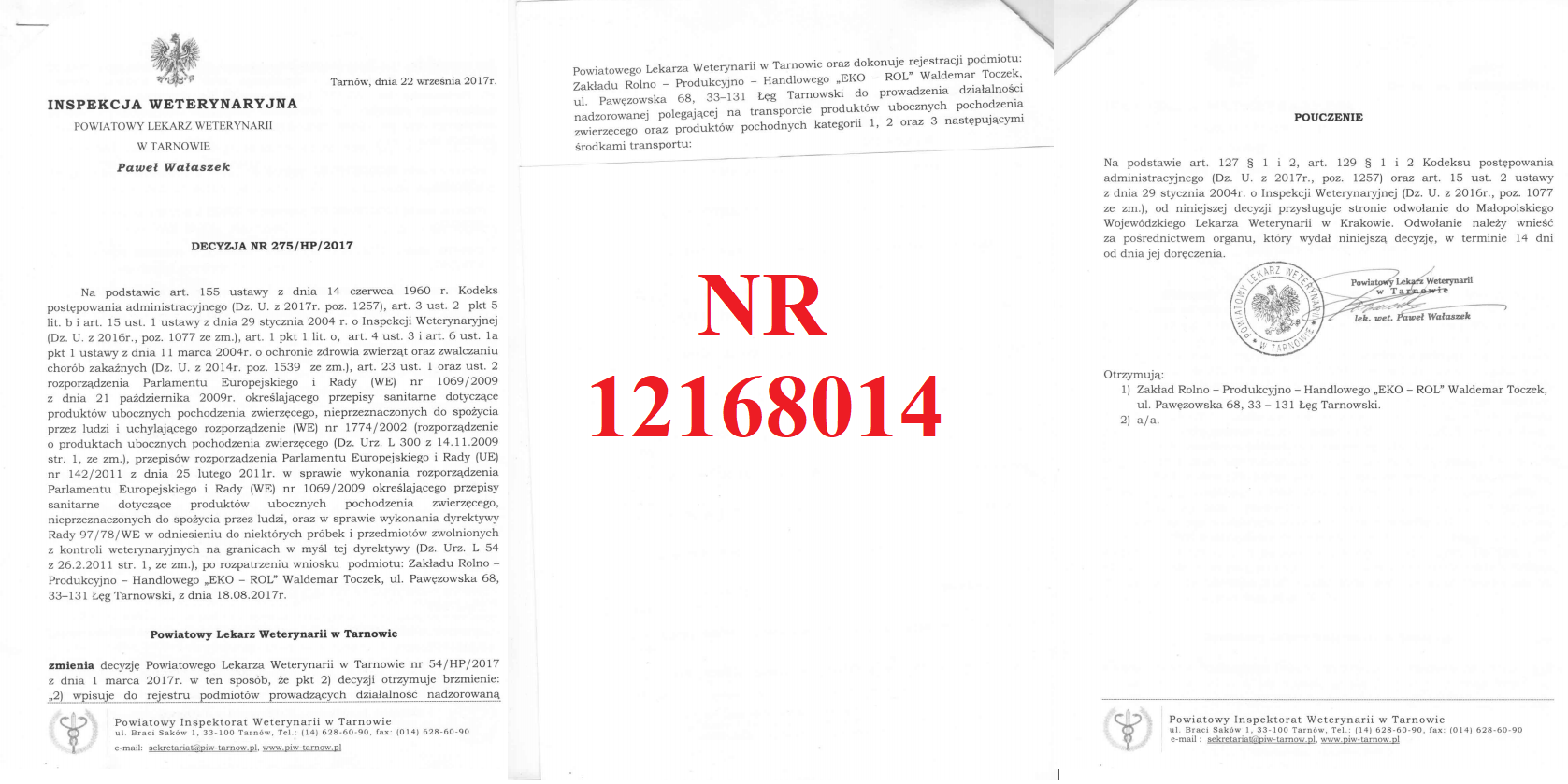Nr Weterynaryjny: 12168014