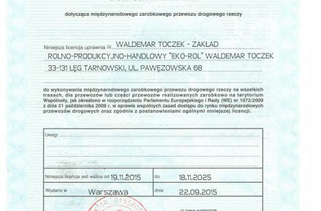 Licencja Transport Międzynarodowy